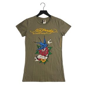 Y2K Women’s Ed Hardy by Christian Audigier Love Graphic T-Shirt